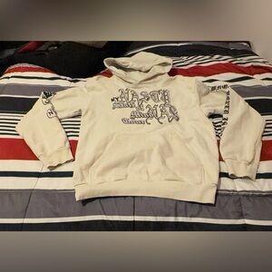 Men's NAS HIPHOP HEAVYWEIGHT Cream Graphic Hoodie Sweatshirt RARE